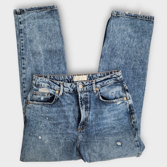 Free People We The Free Jeans Women's Sz 27" Straight Leg Distressed Hi-Rise - Picture 3 of 9